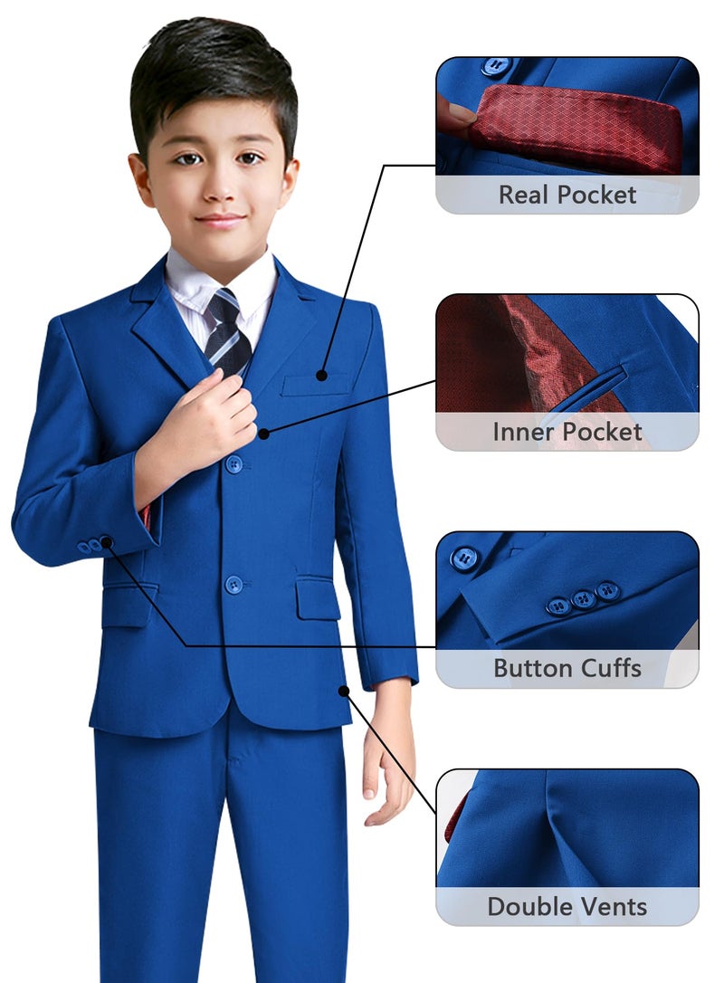YuanLu Toddler Tuxedo Slim Fit Kids Formal Dresswear Ring Bearer Oufit Boy Wedding Guest Church Clothes 3T Royal Blue Suits for Boys - Image 3